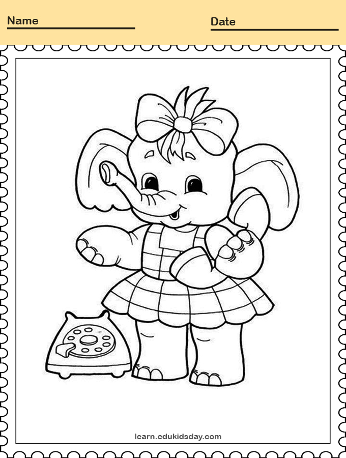 Printable Coloring Elephant