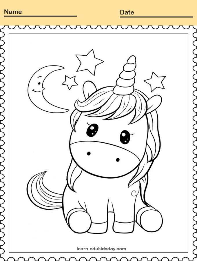 Printable Coloring Unicorn