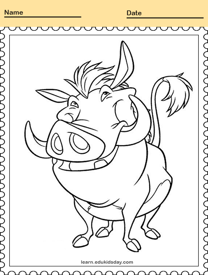 Printable Coloring Wild Boar