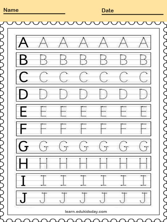 Alphabet Letter Tracing Worksheets Kindergarten - Learn.edukidsday.com