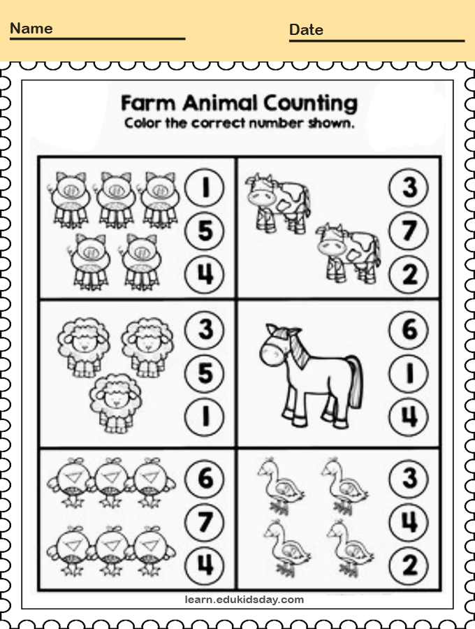 Free Printable Animal Counting Worksheets - Learn.edukidsday.com