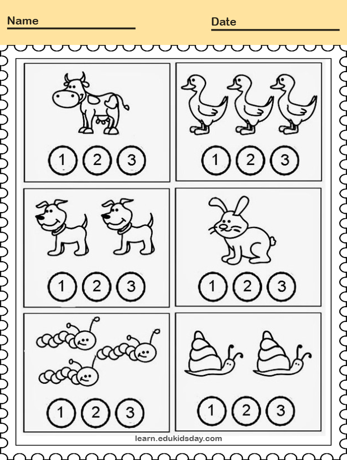 Printable Animal Counting Worksheet