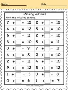 Printable Worksheets Grade 1 Math - Learn.edukidsday.com