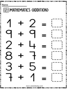 Free One Digit – Math Addition Worksheet - Learn.edukidsday.com