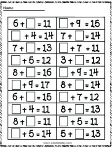 kindergarten addition worksheets learnedukidsdaycom